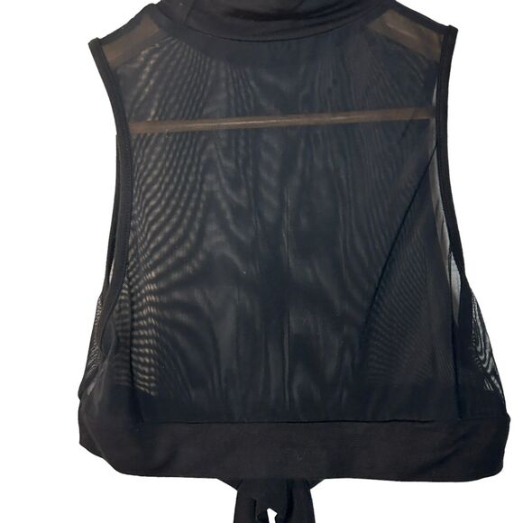 Mesh Black Crop Top With Cut Out Wrap Around Waist Womens Medium - Picture 3 of 3